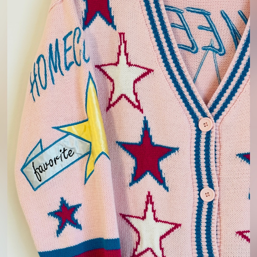 LFD Pink Homecoming Queen Patterned Cardigan Jacket Small - Picture 3 of 5